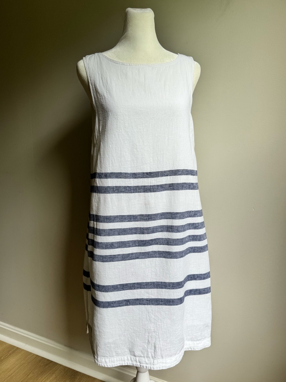 BeachLunchLounge Sleeveless Dress Cotton White, Blue Size Small